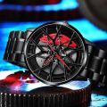 3d Car Wheel Moving Watch With Skeleton Dial Desing. 