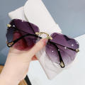 Pc Frameless Cut Edge Sunglasses Trimming Metal Tac Square Sunglasses Round Face Sunglasses for Round Face No Make Female Appear Thin Take Care Of Your Eyes. 