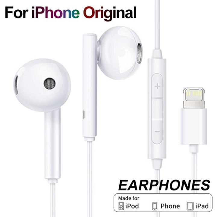 For Apple Original Headphones For iPhone 14 11 12 13 Pro Max Lightning Earphones X XS XR 8 7 6 Plus SE Bluetooth Wired Earbuds