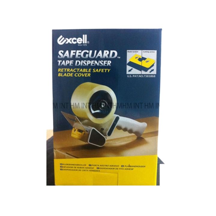 EXCELL 3 inch Handheld Tape Dispenser - Black & White with safety guards