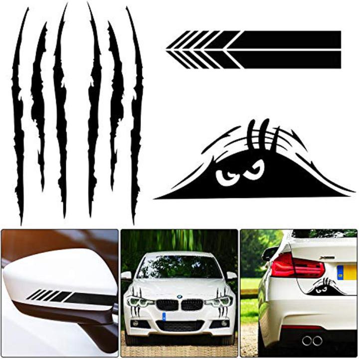 5 Pieces Car Sticker Decal Decoration SCRATCH LINE  Sticker Monster Eye Car Decal Waterproof Self-Adhesive Vinyl Car Decal Sticker Rear View Mirror Sticker for Car Laptop Window (Black)