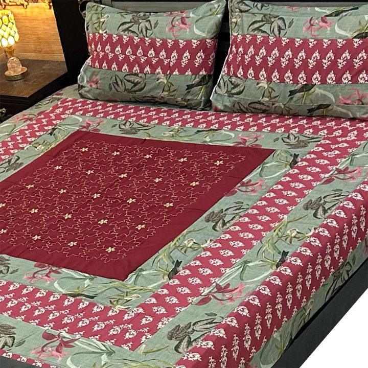 3%20Piece%20Embroided%20Double%20Bedsheet%20Set%20Patchwork%20-%20Image%202