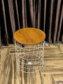 METAL WIRE REMOVABLE WOOD TOP IKEA DESIGN ROUND COFFEE SIDE TABLE STORAGE BASKET / Metal Wire Round Coffee Table Side Table Storage Basket. 