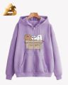 Printed Purple Fleece Pull Over Zipper For Women And Girls. 