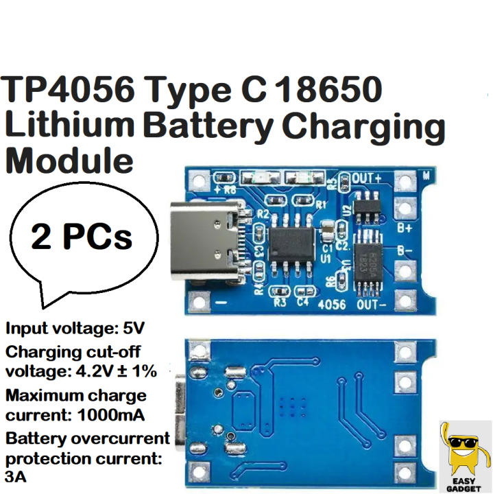 TP 4056 Charging Module | 1A 18650 Lithium battery Charger Module Type C | TP4056 Type C IC Module With Battery Protection BMS - 3.7V