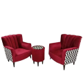 2 Modern Sofa Chair Khach One Seater Fabric Red Velvet Colour {Special Offer available}. 