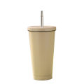 MeterMall Coffee Cup With Splash-Proof Lid Metal Straw Double Vacuum Insulation Design 304 Stainless Steel For Hot Cold Drinks Travel Mug. 