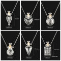 Keepsake Steel Chain Water Drop Heart Perfume Jewellery Glaze Vial Necklace Essential Oil Pendant Memorial Jewelry. 