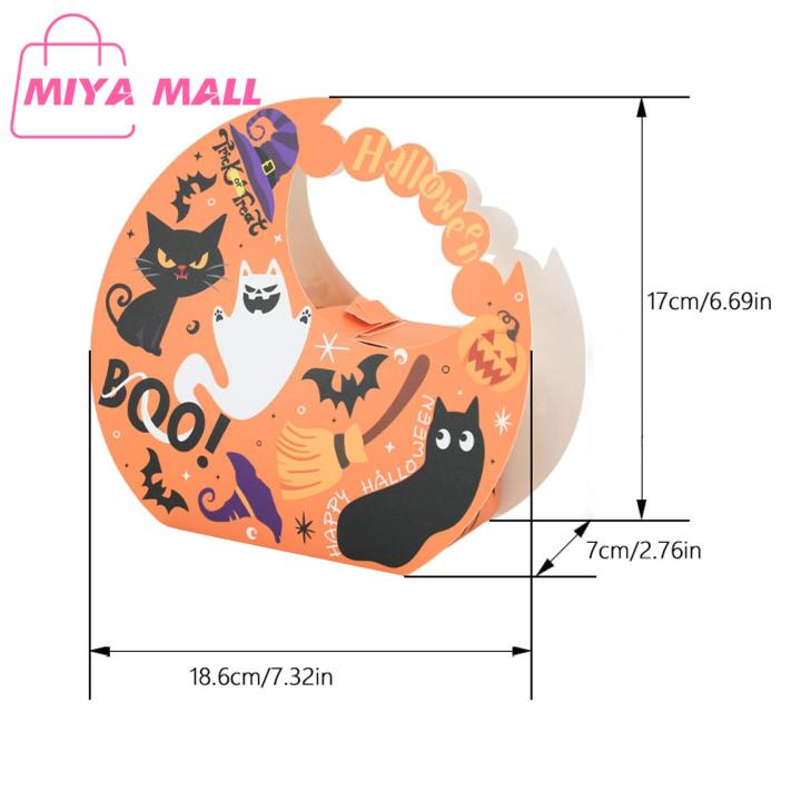 MIYA MALL Halloween Snack Box 10pcs Halloween Candy Box Moon Shape Pumpkin Black Cat Ghost Witch Skeleton Paper Chocolate Biscuit Treat Snack Goodies Cake Packa g Box Kit Party Supplies Spooky for Treats