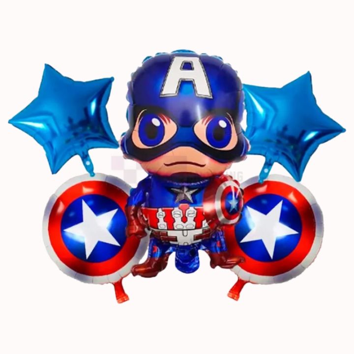 CAPTAIN AMERICA FOIL BALLOON SET - PACK OF 5 FOIL BALLOONS - CAPTAIN AMERICA THEME FOIL BALLOONS
