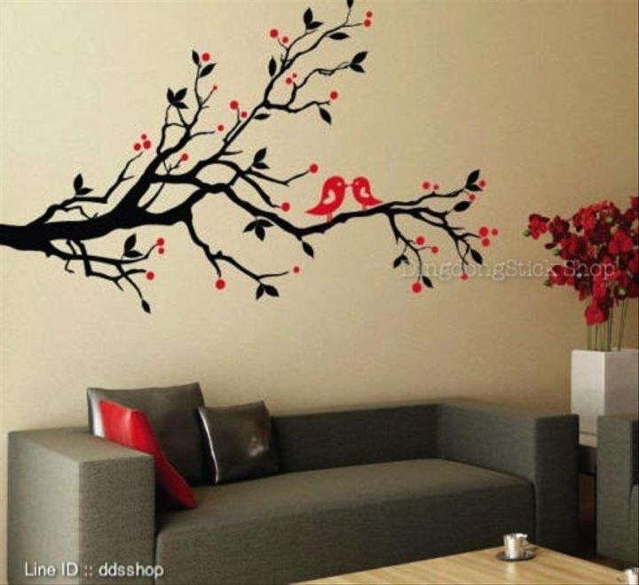 New Style Romantic Lovebirds Wall Stickers Creative Living Room Bedroom ...