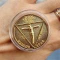Cosplay Coin TV Show Fans Lucifer Morningstar Satanic Pentecost Commemorative Coin Badge Halloween Metal Accessories Prop Coin. 