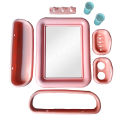 Complete Mirror Set All in One/ With Mirror/ With Storage Rack or Shelf/ With Towel Rail/ With Toothbrush Holder/ With Soap Dish Holder, and Hanger Hooks. Aaina/ Mirror/ Bathroom Mirror/ Basin Mirror/ Sheesha Set.. 
