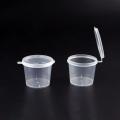 Disposable Plastic Takeaway Sauce Cups with Hinged Lids, 25ml and 50ml, Food Containers for Sauces and Snacks. 