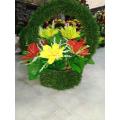 Artificial Home Decoration Flower Basket ,Artificial Grass Attached with WOOD Pot For Home And Office Decoration green. 