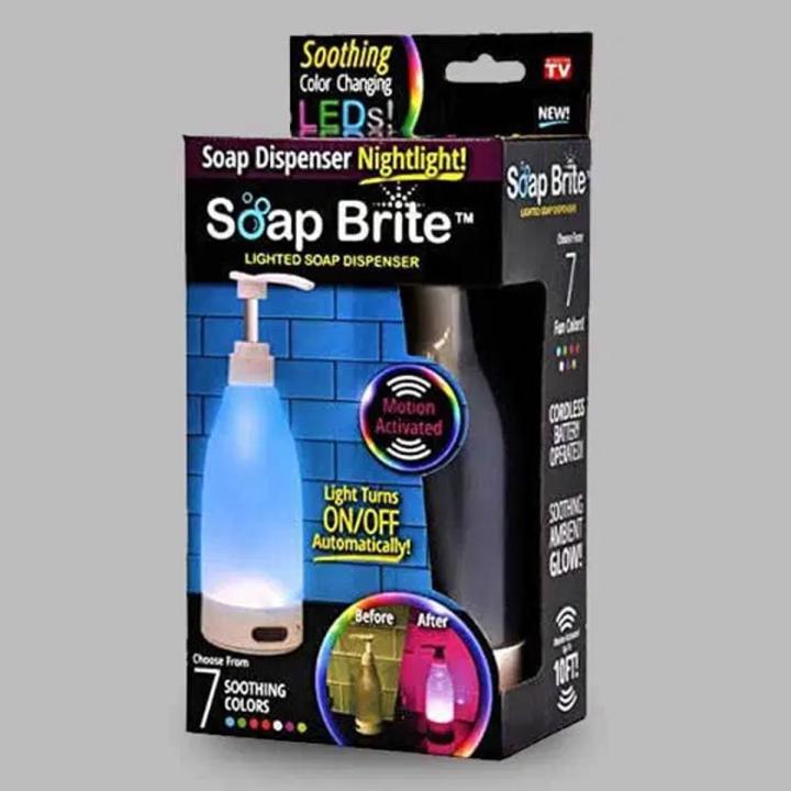 Lighted Liquid Soap Bottle Brite Dispenser Motion-Activated LED 7 Soothing Color Guide Nightlight for Household Kitchen
