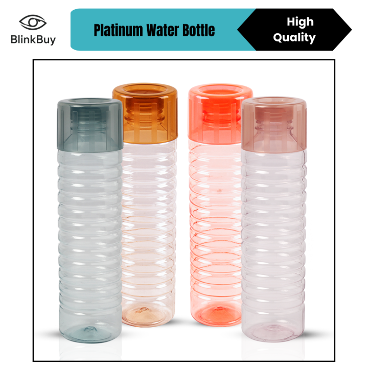 Pack of 2 Platinum Water Bottle Classic Fridge Water Bottles 1.Liter Each, Leak-Proof BPA Free Plastic Water Bottles for Refrigerator 1000ML