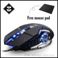 Professional RGB Wired 3200 DPI  Gaming Mouse With Free Pad - 6 Programmable Buttons For Computer & Laptop. 