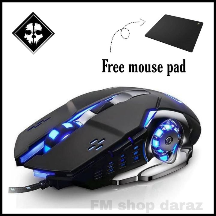 Professional RGB Wired 3200 DPI  Gaming Mouse With Free Pad - 6 Programmable Buttons For Computer & Laptop