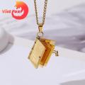 Stainless Steel Book Necklace Vintage Book Pendant Couple Necklace Romantic Anniversary Gift for Reading Lovers in Asia Miniature Book Charm Necklace. 