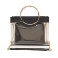 Astore Transparent Black Faux Leather Fix Gold Chain Acrylic Bag with Inside Vanity Party ShoulderBag and Handbag bags For Women and Girls. 
