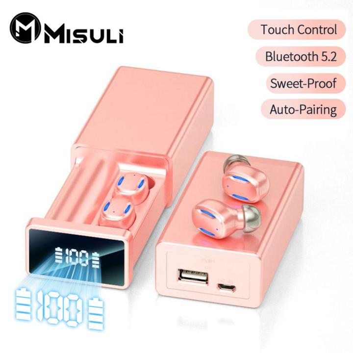 NYT Tws Bluetooth 5.2 Earphone Wireless Headphone Stereo High Capacity Led Display Touch Control Sports Waterproof Earbuds Headsets