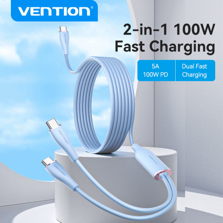 Vention Silicone data cable 2-in-1 100W Fast Charging USB 2.0 type-C ...