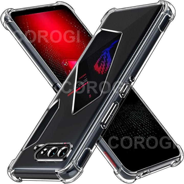 For ASUS ROG Phone 5/ROG Phone 5 Pro/ROG Phone 5 Ultimate/ROG Phone 5S Back Cover Shockproof Transparent Soft TPU Silicone Protector Phone Case with Shock Absorption Bumper Corners