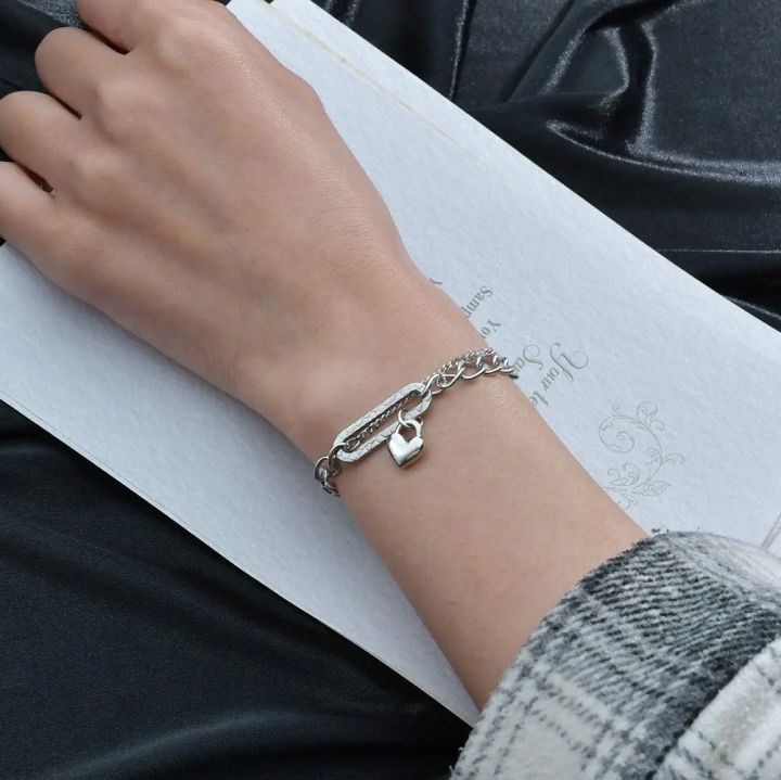 Premium Stainless Steel Jewellery – Corroded Peach Heart Chain Bracelet for Women & Couples Gift