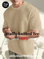 WAFFLE KNITTED ROUNDED NECK DROP SHOULDER T-SHIRT FOR MENS AND BOYS ( TLF 64). 