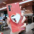 For OPPO A16 Cover with Makeup Mirror Shiny Plating Square Bumper Girls Phone Case Soft TPU Silicone Shockproof Protective Back Cover. 