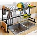Over The Sink Dish Drying Rack - Adjustable Dish Drainer Shelf - Countertop Space Saver Display Stand Tableware Drainer. 