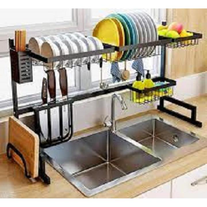 Over The Sink Dish Drying Rack - Adjustable Dish Drainer Shelf - Countertop Space Saver Display Stand Tableware Drainer
