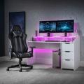 White Wooden Gaming Desk studying , home office desk ,computer table  ,laptop table Gamer desk. 
