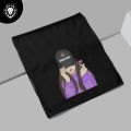 Pretty Girl 2 Logo Black Drawstring Bag For (Boys & girls). 