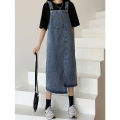 Women's dress Loose Large Size Denim Suspenders Vestidos Feminio All-match Sleeveless Square Collar Long Dresses Plus Size 5X. 