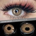 v1 Pair Soft Color Lenses 3-tone Eye Makeup- ,Sea Brown With Case & Solution. 