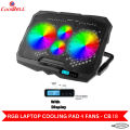 Coolbell CB18 Cooling Pad For 14-17 Inch Laptops Gaming Notebook with 2 large Fans and 2 small Fans USB Powered Adjustable Mounts Stand with LED RGB Lights. 