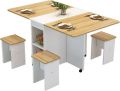 Folding Dining Table, Rectangular Simple Dining Table, Removable and Retractable, for Kitchen Multifunctional Table with 4 chair. 