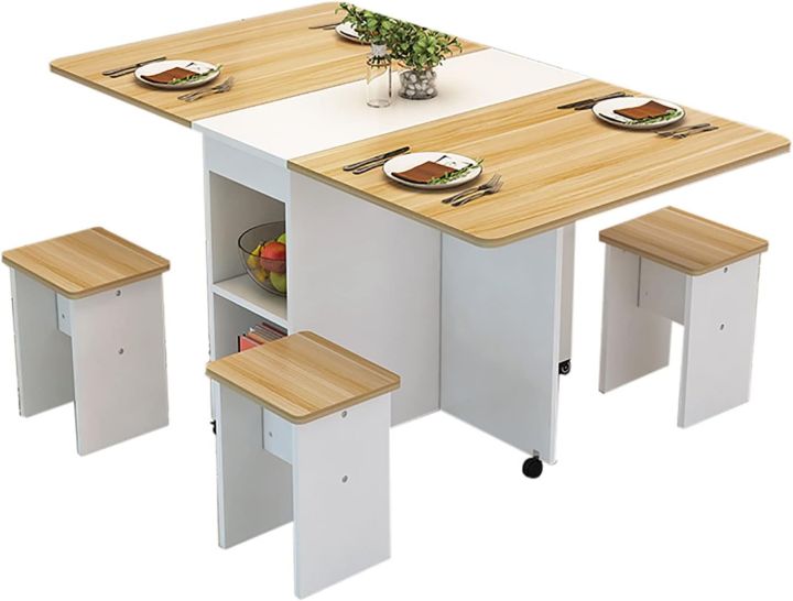 Folding%20Dining%20Table,%20Rectangular%20Simple%20Dining%20Table,%20Removable%20and%20Retractable,%20for%20Kitchen%20Multifunctional%20Table%20with%204%20chair%20-%20Image%202