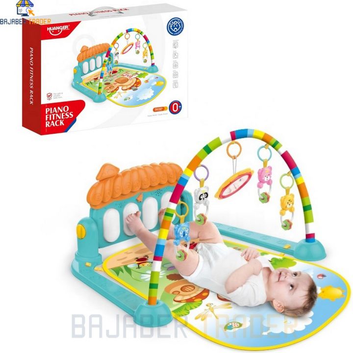 Huanger - 3 In 1 Newborn Baby Toddler Play Gym Piano Fitness Rack Mat