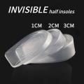 2PCS Invisible Height Increase Insoles Silicone Gel Heel Lifting Inserts Transparent Foot Care Protector Elastic Shoe Insert 3CM. 