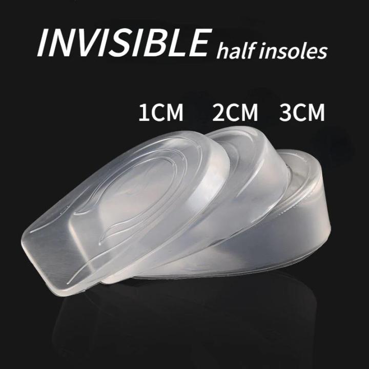 2PCS Invisible Height Increase Insoles Silicone Gel Heel Lifting Inserts Transparent Foot Care Protector Elastic Shoe Insert 3CM