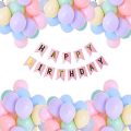 Pastel Balloons Decoration Set ( 30 Balloons) + 1 Pink Happy Birthday Bunting Banner (Pastel Balloons Combo).. 