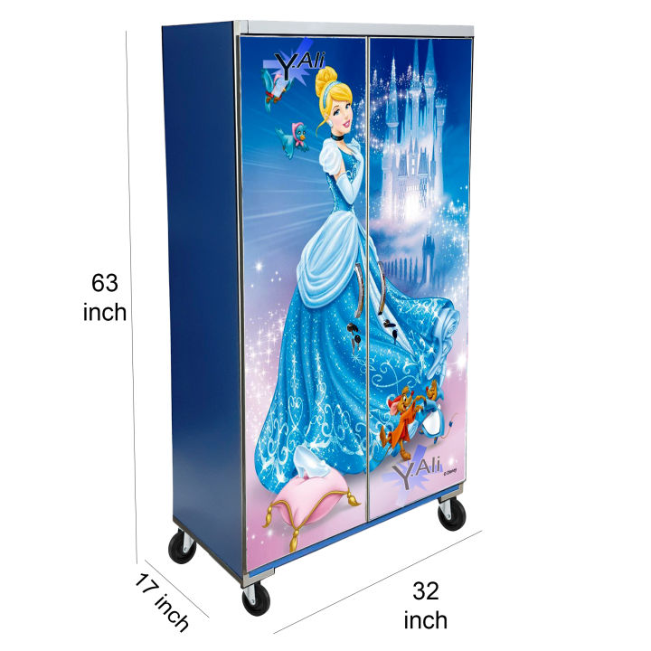 5 Feet cinderella With Birds Theme wooden Sheet Wardrobe For Kids ...