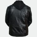Black Leather Jackets For Men with Detachable Hood (100% Original Leather Guaranteed). 
