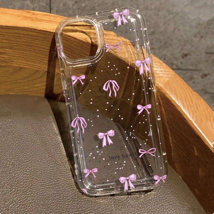 Colorful Bow Print Clear Case For iPhone 14 13 12 11 15 Pro Max SE XR X XS 7 8 Plus SE 2 Transparent Tpu Shockproof Phone Cover