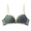 Japanese Style Lace Flat Chest Small Breast Size Exaggerating Bra Underwear Women's Wireless Push up Color Contrast Patchwork Summer Breast Holding Bra. 