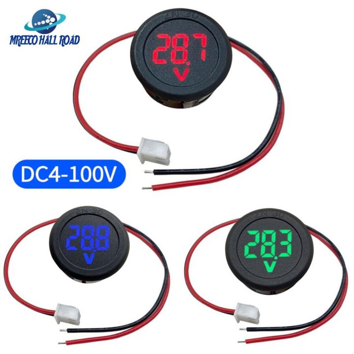 DC 4-100V LED Digital Display Round Two-wire Voltmeter DC Digital Car ...