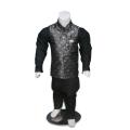 KIDS FOR Boys Fashion Clothing 4 Pieces Suits (Kurta Shalwar Waistcoat and Brooch) Kids Fashion Age- 1 To 12 Years-BLACK SUIT. 